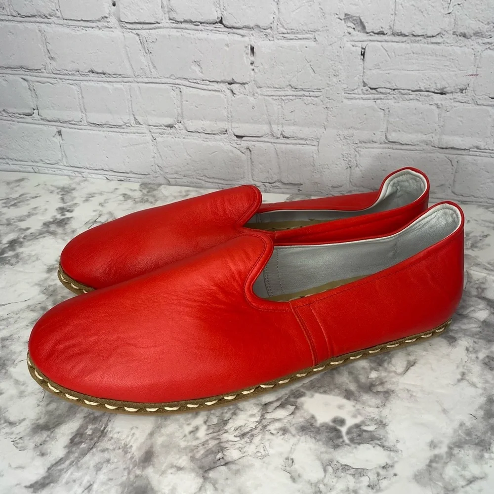 Atlantis Men's Red Slip On Shoes Size 13 Turkish Peru Handmade Leather - Picture 8 of 9